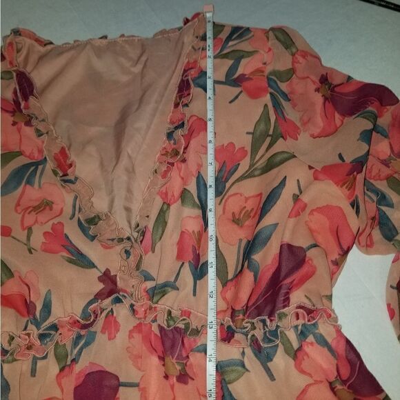 Floral Frill Trim Tiered Maxi Dress Large NWOT - Picture 13 of 15